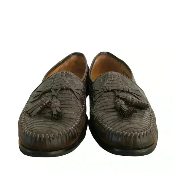 Mezlan Mens Gray Lizard Leather Tassel Front Loafer Shoe - Picture 6 of 13